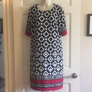 Black, white and red dress. Nearly new. Worn once!